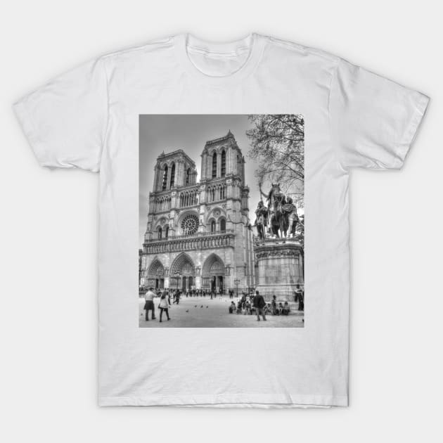 Notre Dame in Black & White T-Shirt by Michaelm43